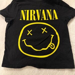 NIRVANA Black Kids Tee with Yellow Smiley
